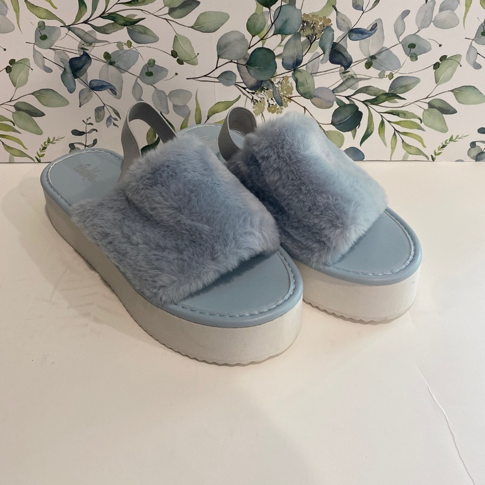 Adika Blue Fuzzy Slipper/shoe Size Eu38 / US7